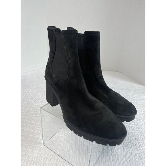 Vince Henderson Weatherproof Suede Chelsea Chunky Ankle Boot Black SZ 9.5M NEW - Picture 2 of 15